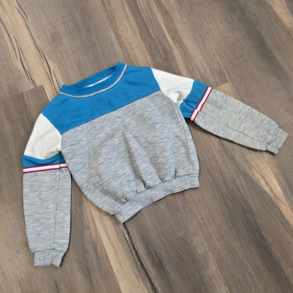 Kids Boys Vintage Crew Neck Hoodie Sweatshirt Lot‎ Blue Gray White USA 80s 90s - Picture 11 of 16